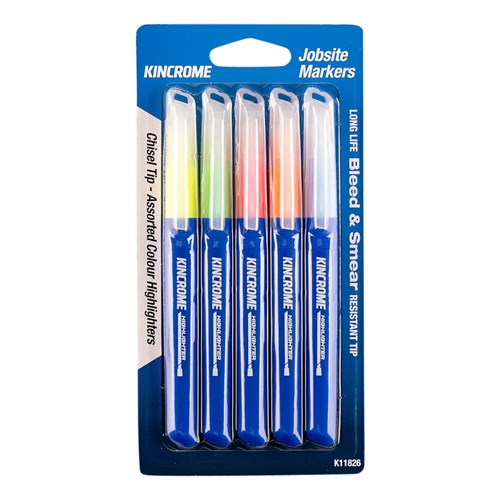 Highlighter Chisel Tip 5 Pack Assorted Colours